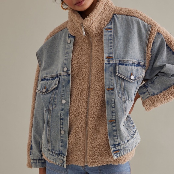 BLANKNYC FUZZY WUZZY SHERPA DENIM JACKET for ANTHROPOLOGIE - Picture 5 of 7